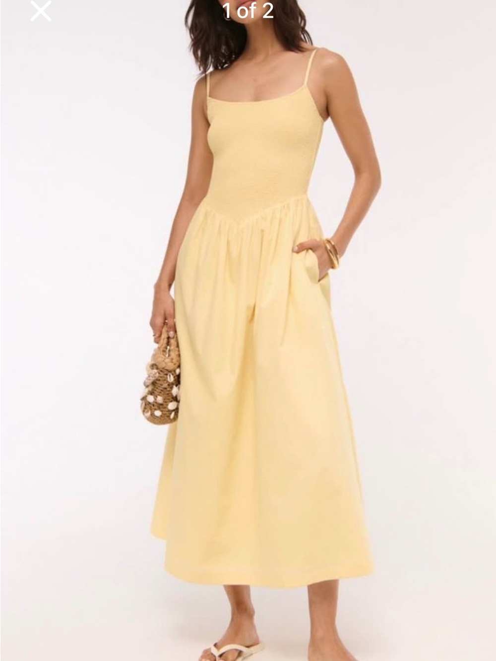 Abercrombie & Fitch Pale Yellow Smocked Maxi Dress